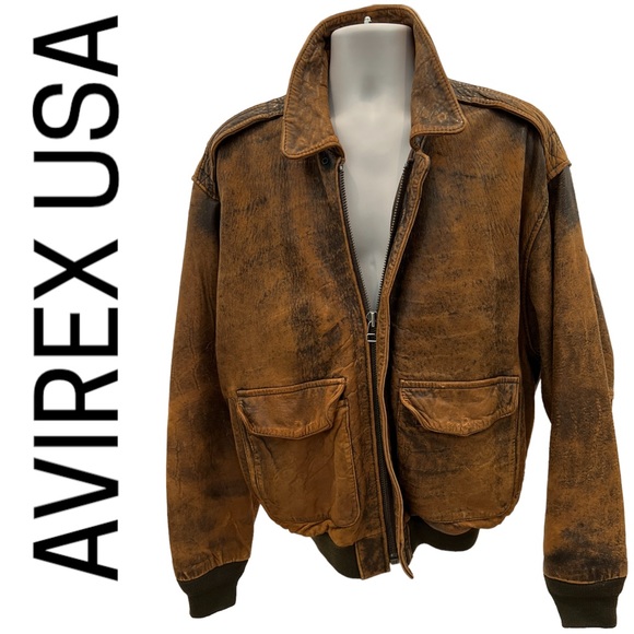 Avirex Other - 80s Leather Bomber Jacket US Army Air Force Distressed VINTAGE | Sz M unisex